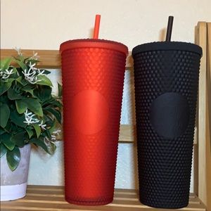 Starbucks red and black matte studded tumbler cup